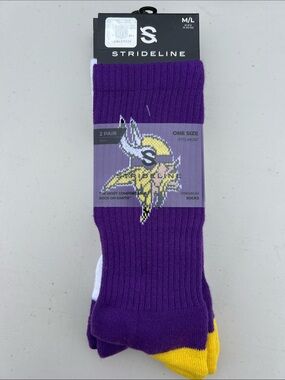 Strideline Men's Purple Minnesota Vikings Crew Socks - Pack of 2